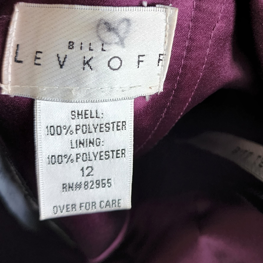 Bill Levkoff Purple Strapless Rouged Formal Dress, Sz 12 - Picture 10 of 10